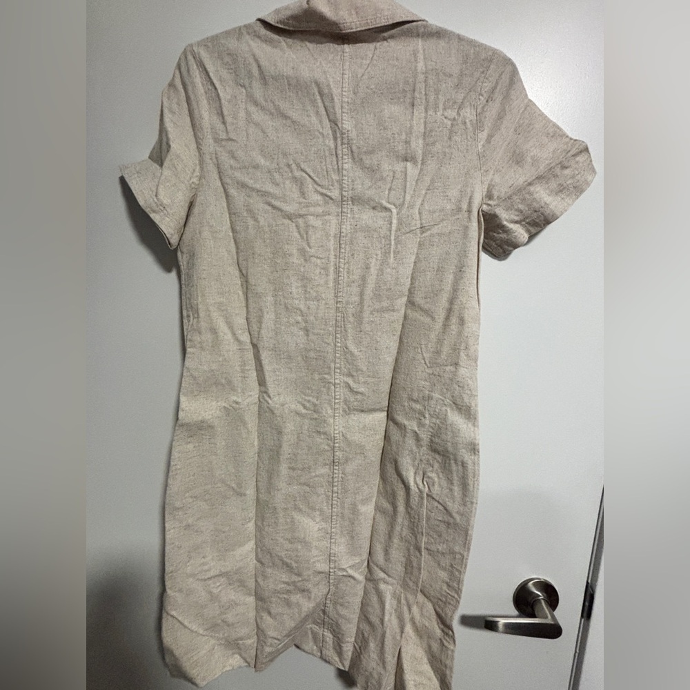 G-Joefresh Light Beige Linen-Blend Short Sleeve Shirt Dress - Picture 4 of 4